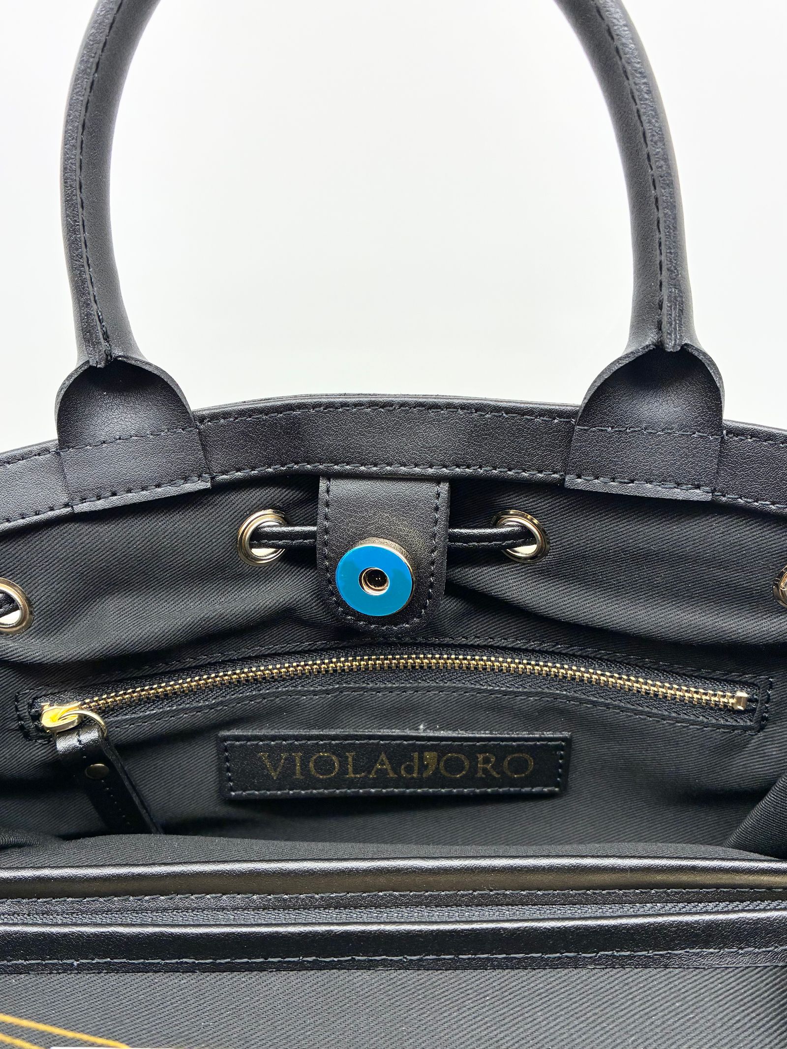 CAMPER / レザーコードキャンバスバッグ / ブラック