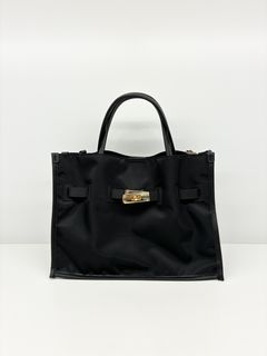 BRUNO / レザーパイピングナイロンバッグ / ブラック