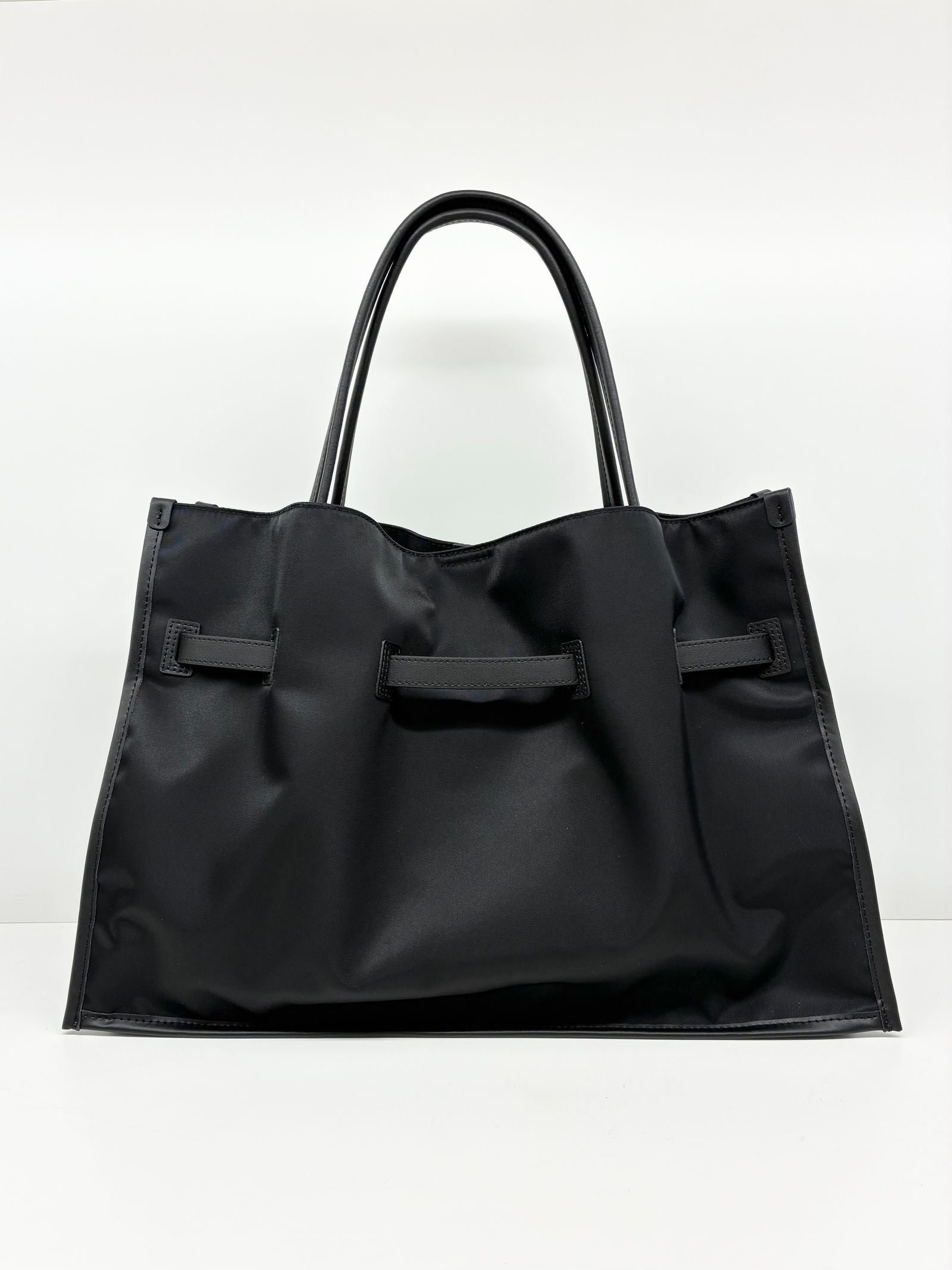 BRUNO / レザーパイピングナイロンバッグ / ブラック