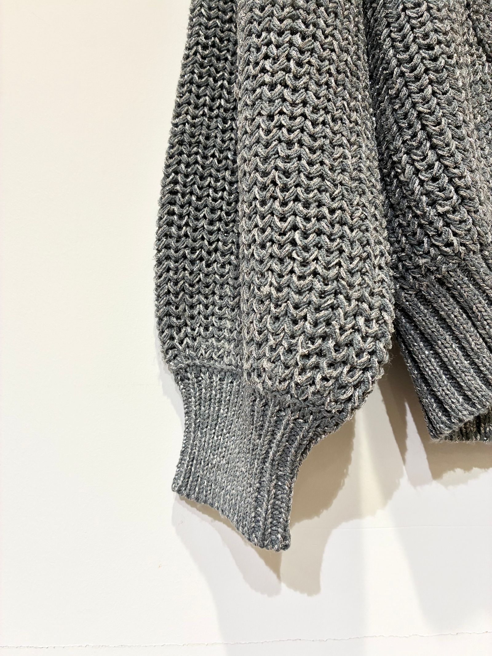 スパークリングセーター カーディガン / ラメカーディガン / チャコールグレー