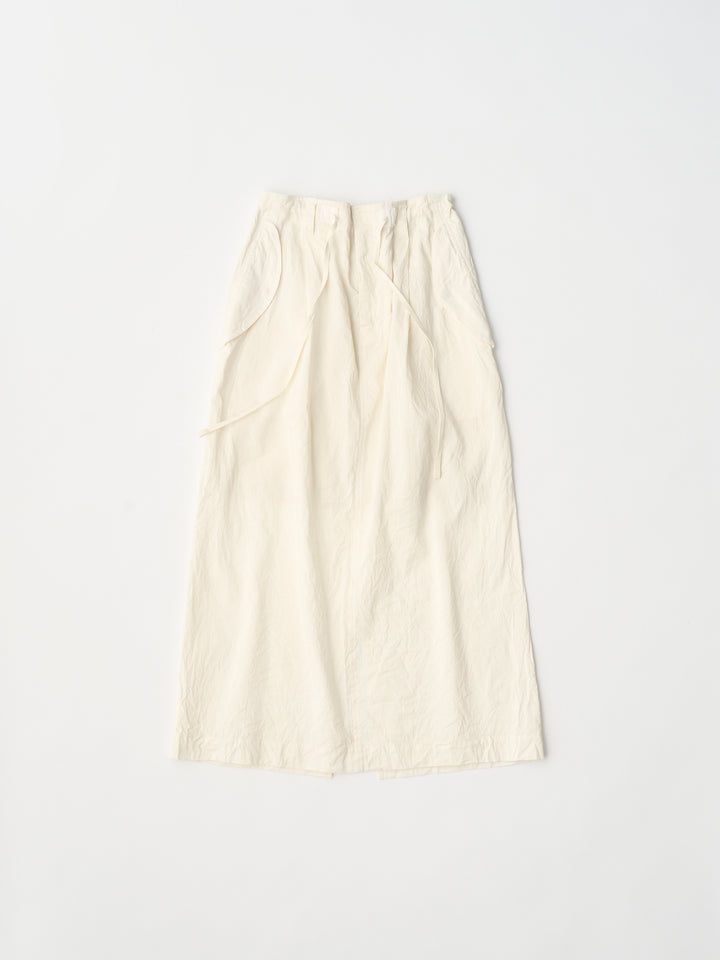 washed & wrinkled cordlane maxi skirt / ロングスカート / ミリタリースカート / ホワイト