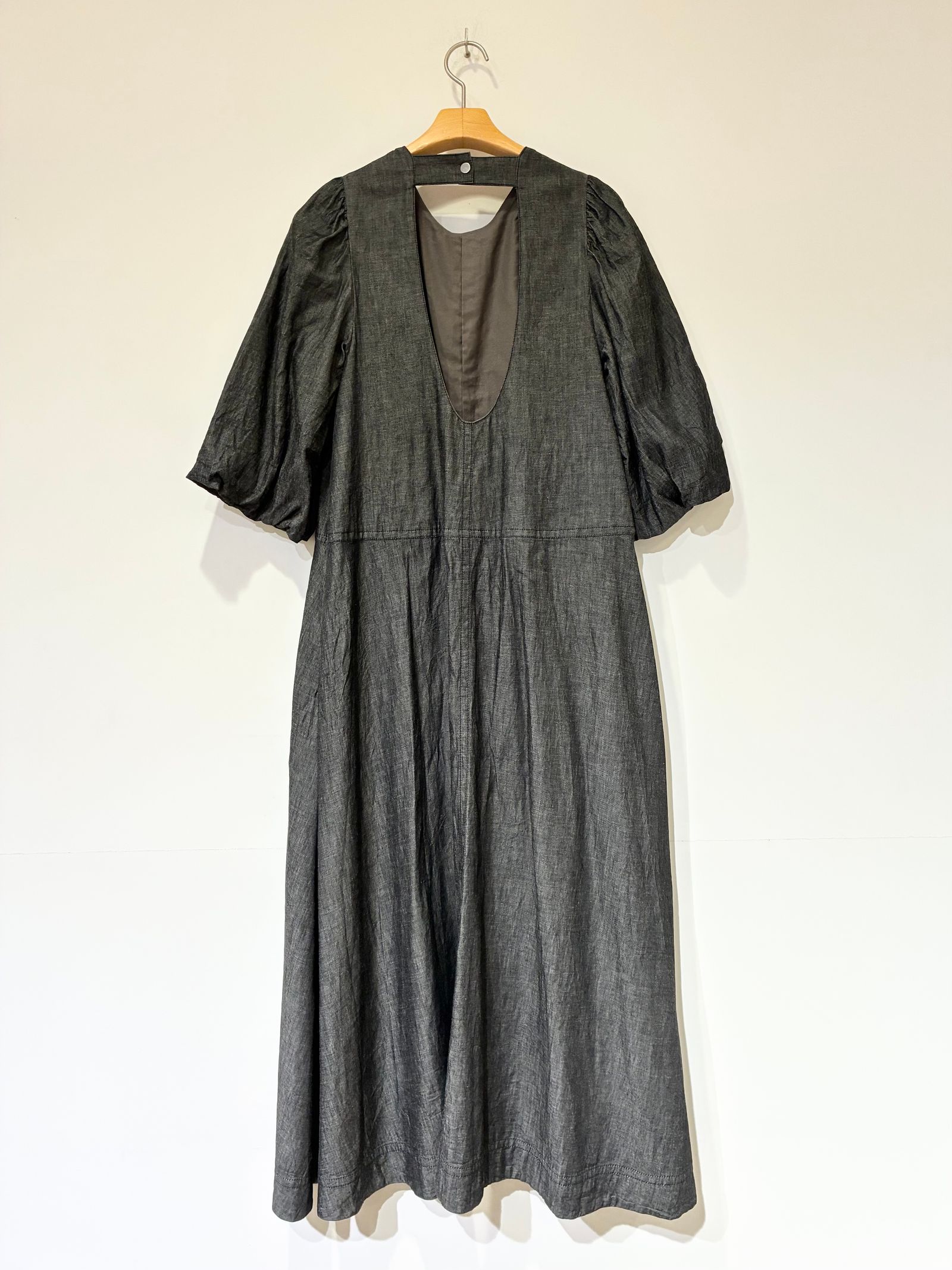 CLASSIC DRESS / バルーンスリーブデニムワンピース / ブラック