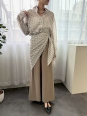 sheer check scarf shirt / シアーチェックスカーフシャツ / アイボリー