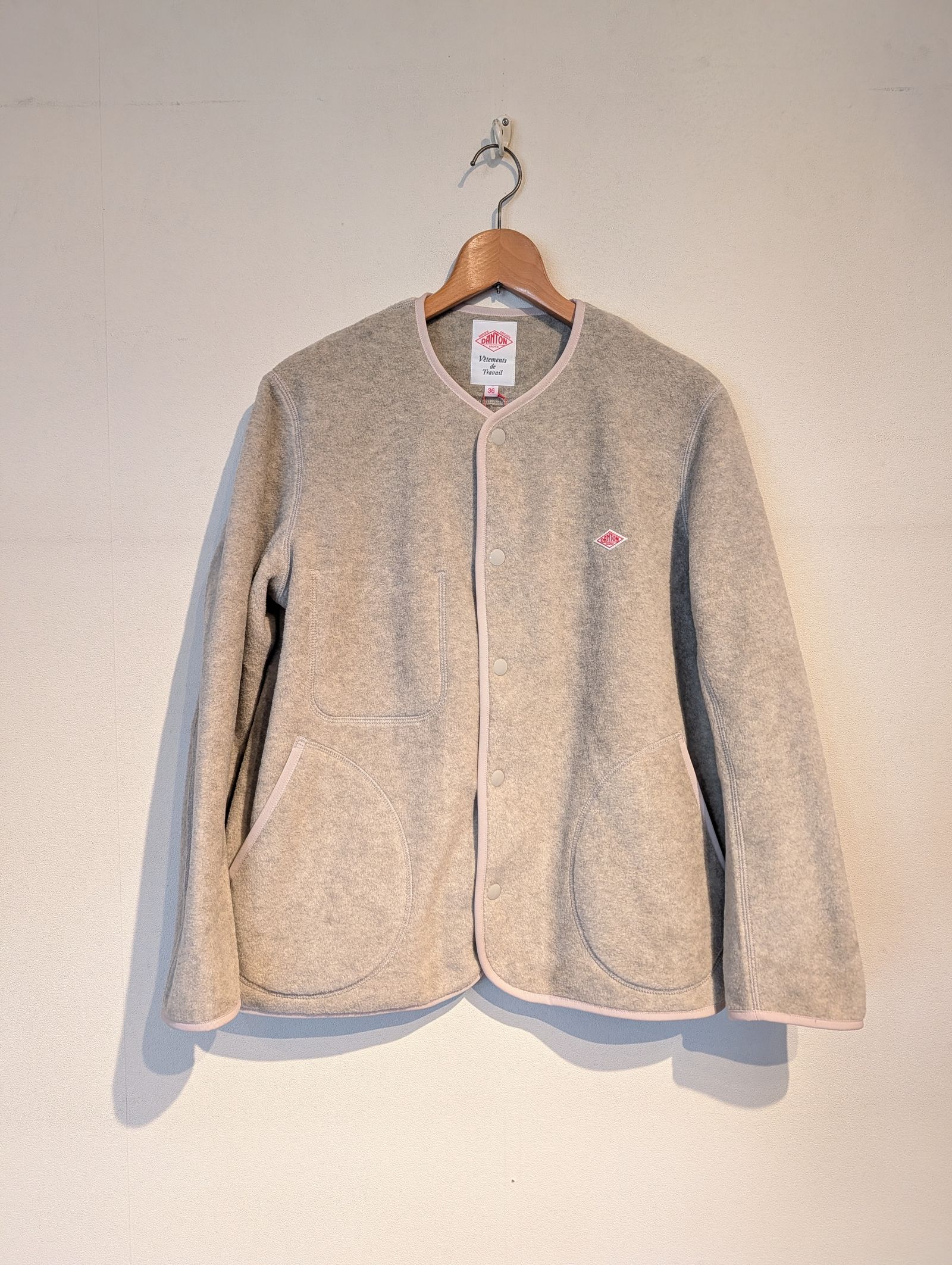 Women's Fleece Collarless Jacket / フリースカラーレスジャケット / マーブル