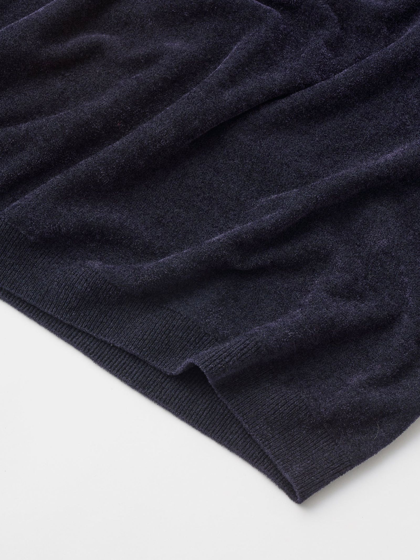 EX.SUPERFINE LAMBS WOOL & RAYON MOLE SKIRT / ニットフレアスカート / ネイビー