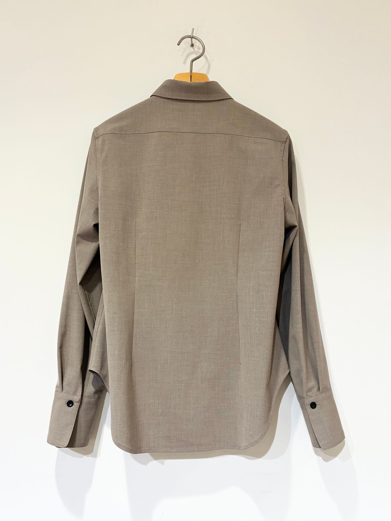 Flow Slim Shirts / ロングスリーブベーシックウールシャツ / ベージュ