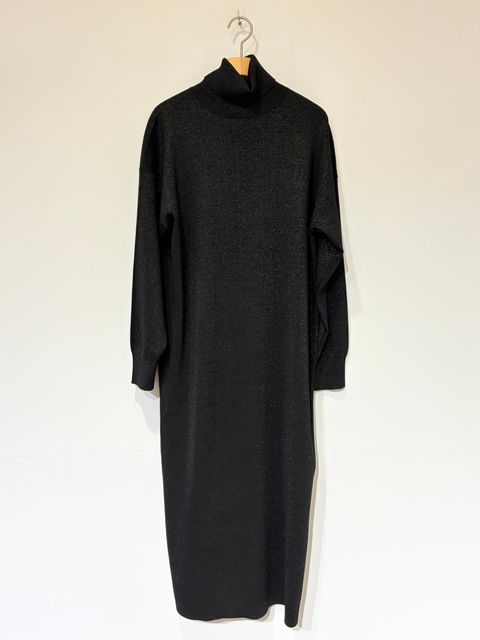 【ラメニット】ルレックスセーター ドレス / ニットワンピース / ブラック