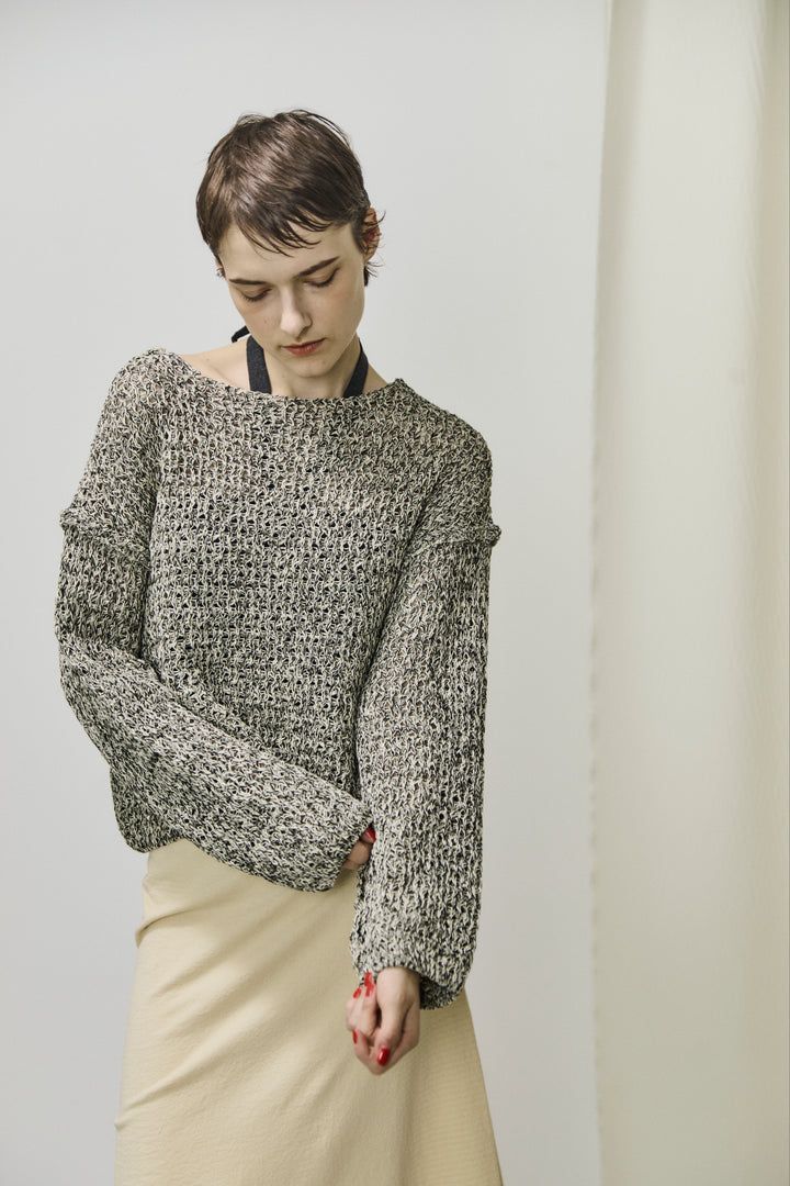 【ラスト1点】double honeycomb mesh sweater / メッシュニット / ベージュ