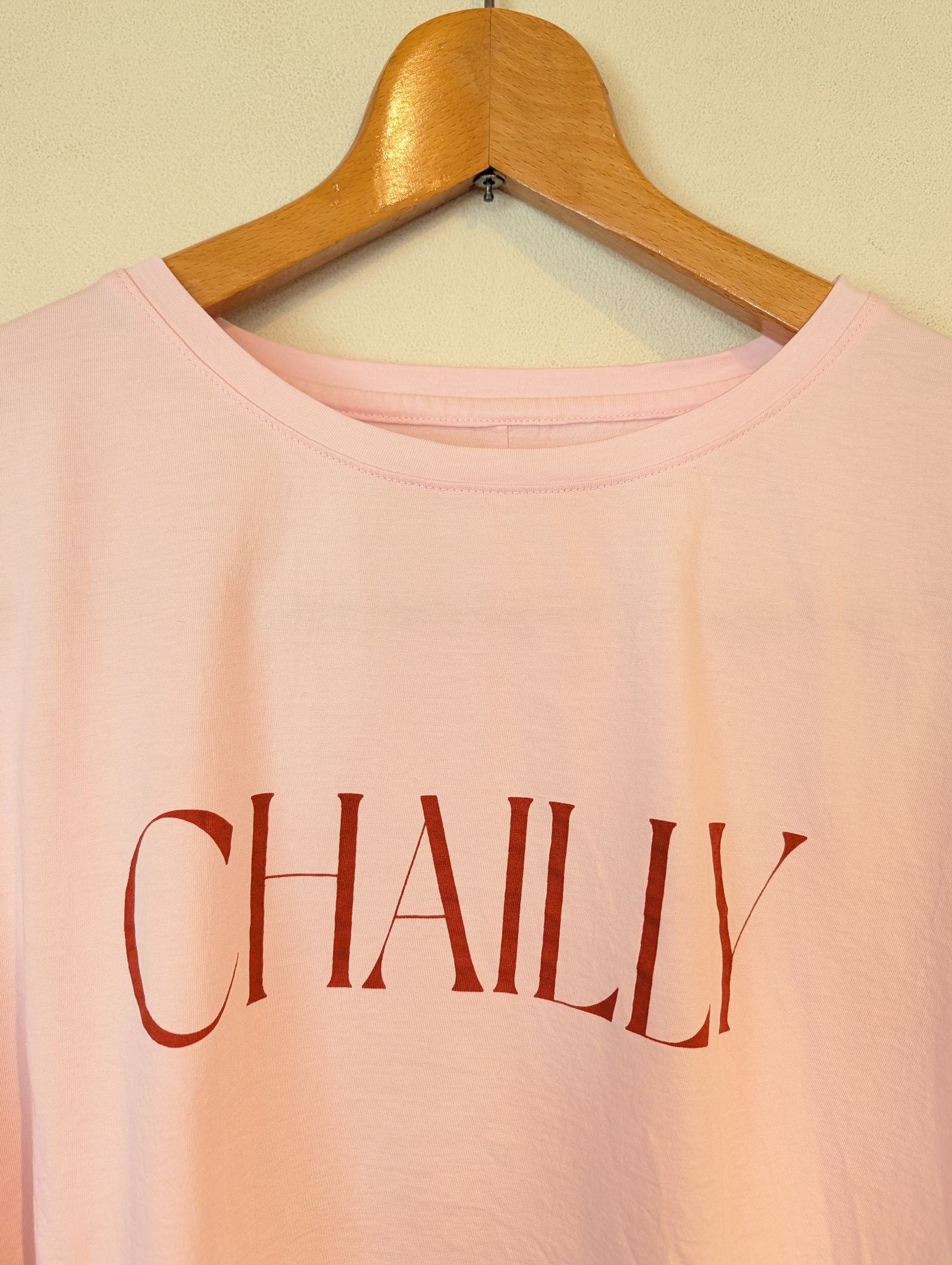 "CHAILLY"ロゴ5分袖T-shirt / 5分袖Tシャツ / ロゴTシャツ / ピンク