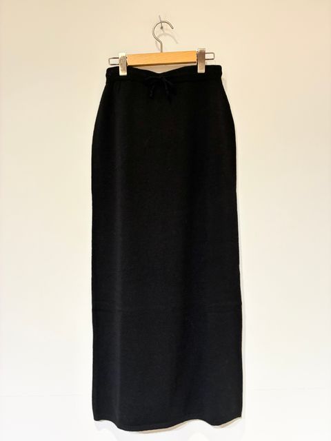 ウールカシミヤ スカート / ニットタイトスカート / ブラック