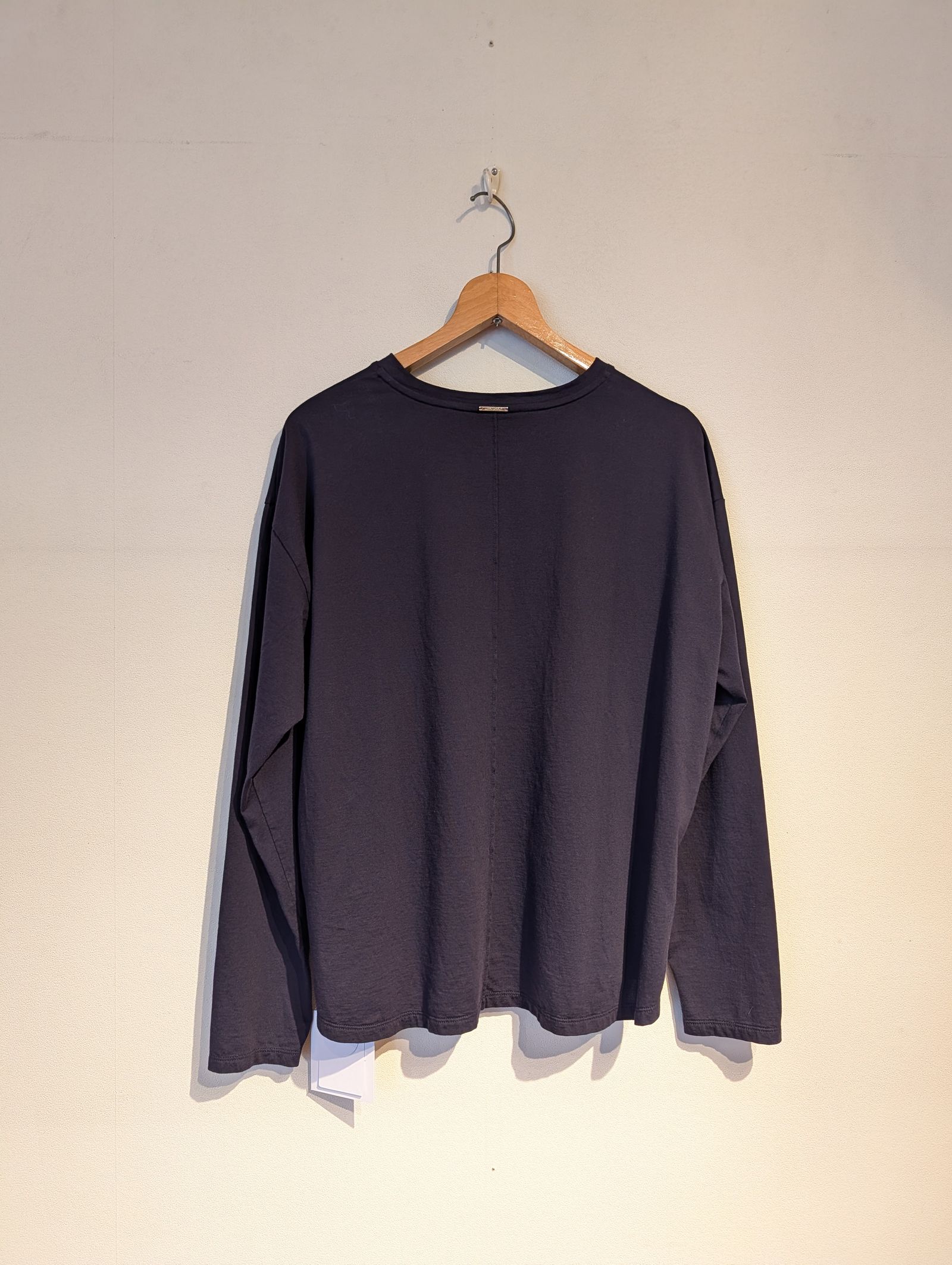 接触冷感-"SUNDAY Club"ロゴロングT-shirt / ロンT / 長袖Tシャツ / ネイビー