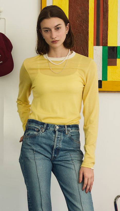 WOOL LONGTEE / リンガーロンT / ブラック