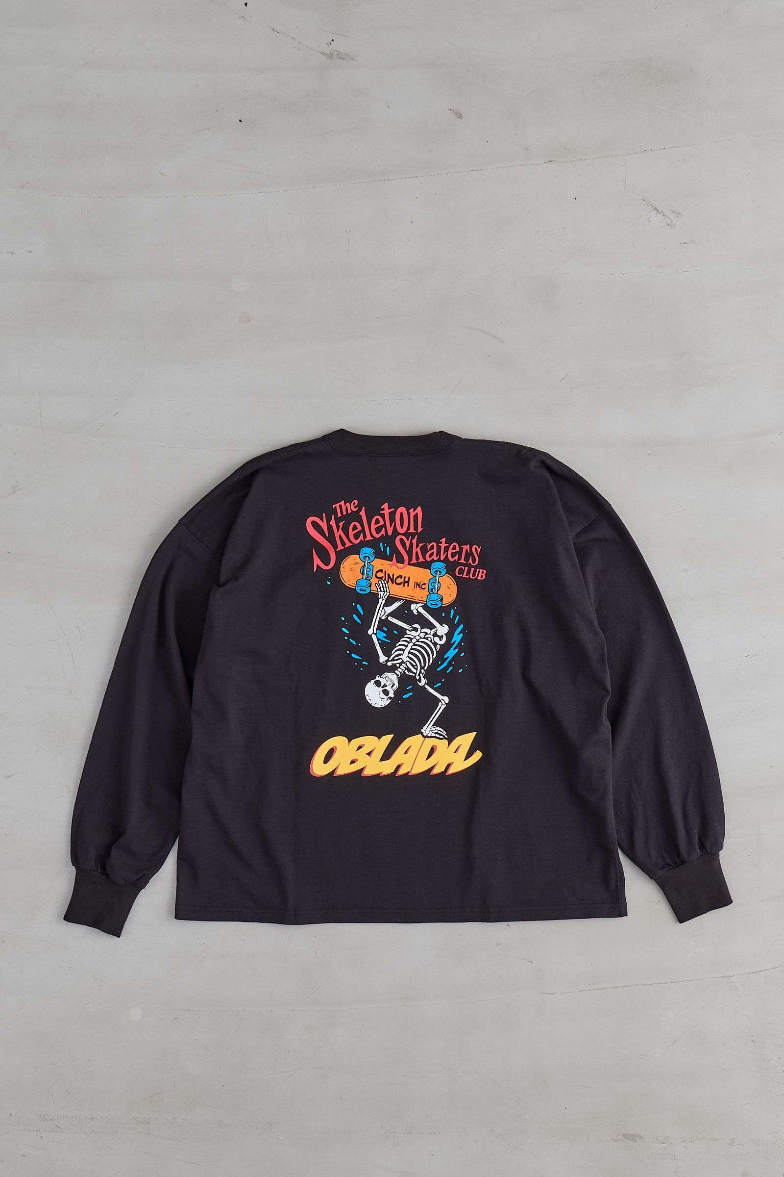 SKELETON LONG TEE / バックプリントロンT / ブラック