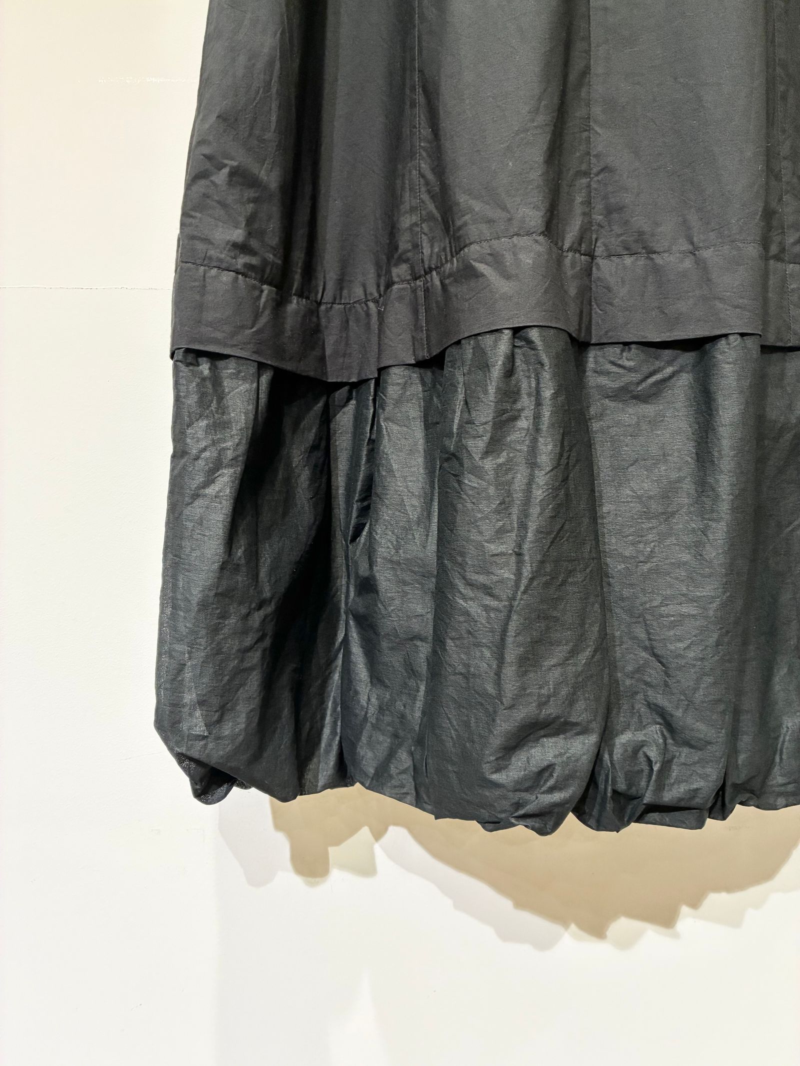 Cotton Organza & Poplin Sleeveless Balloon Dress / バルーンワンピース / ブラック