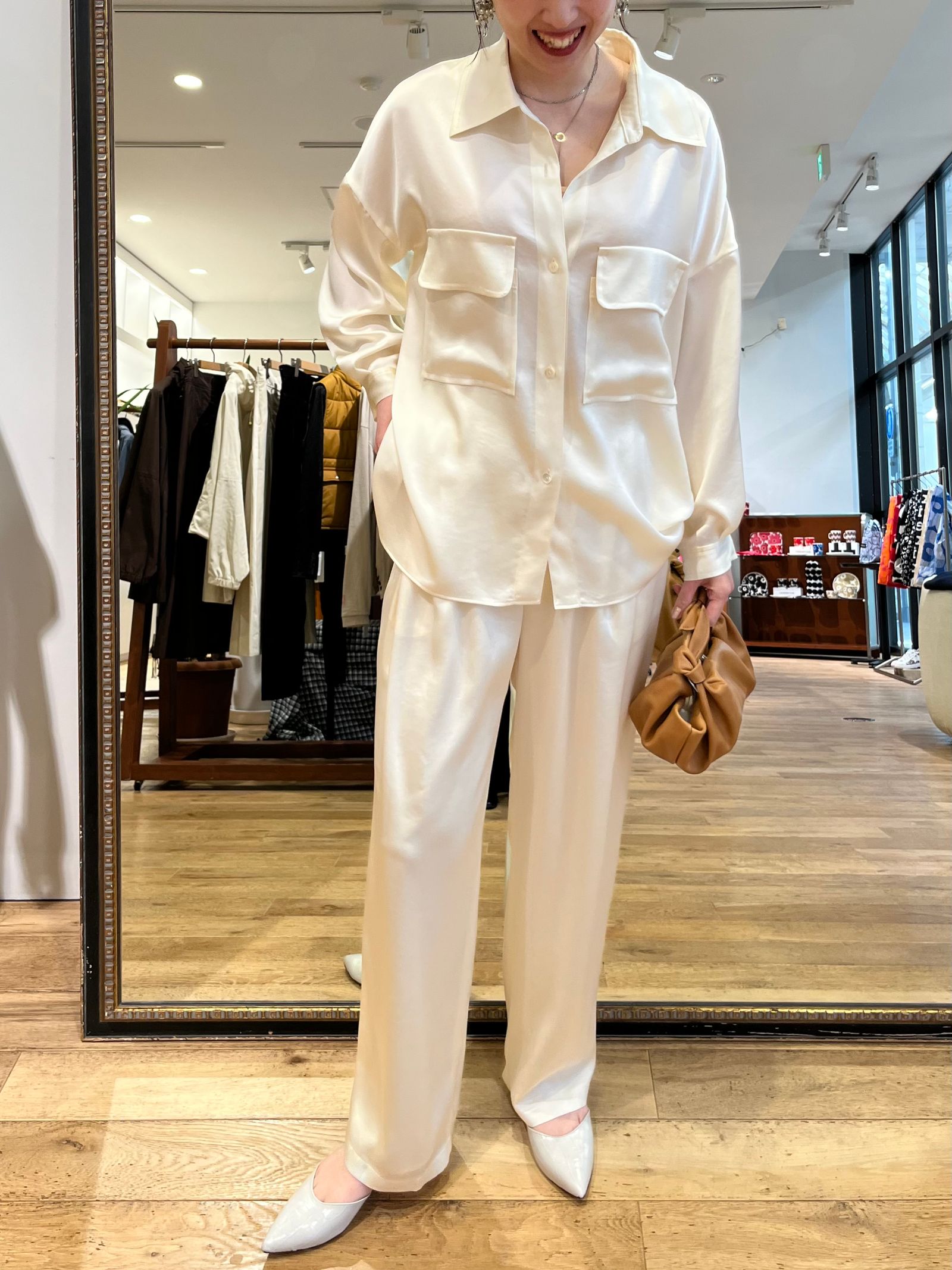 Bed&Breakfast / Satin LRM Pants / サテンパンツ / オフホワイト