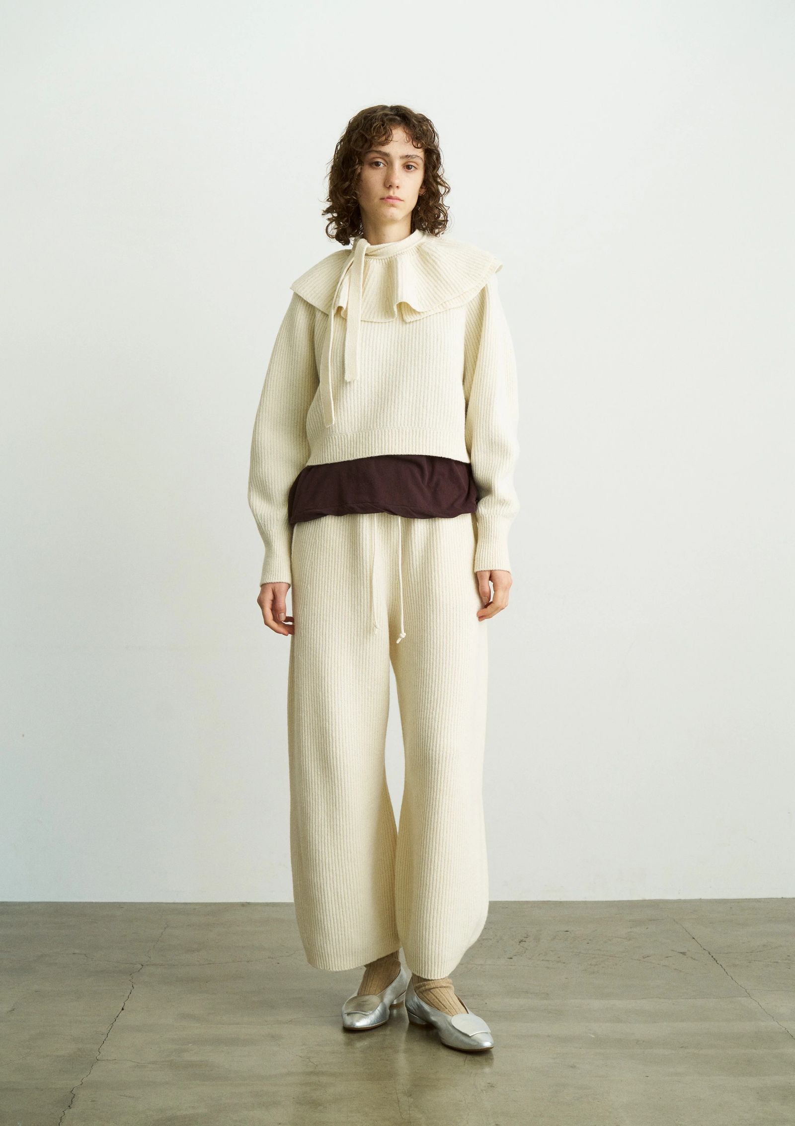 WOOLEN COTTON & EX.FINE LAMBS WOOL RIBBED-KNIT P/O / ショート丈ニット / ホワイト