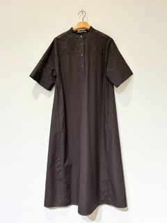 【ラスト1点】レース半袖シャツワンピース / パンチングレース / ブラウン