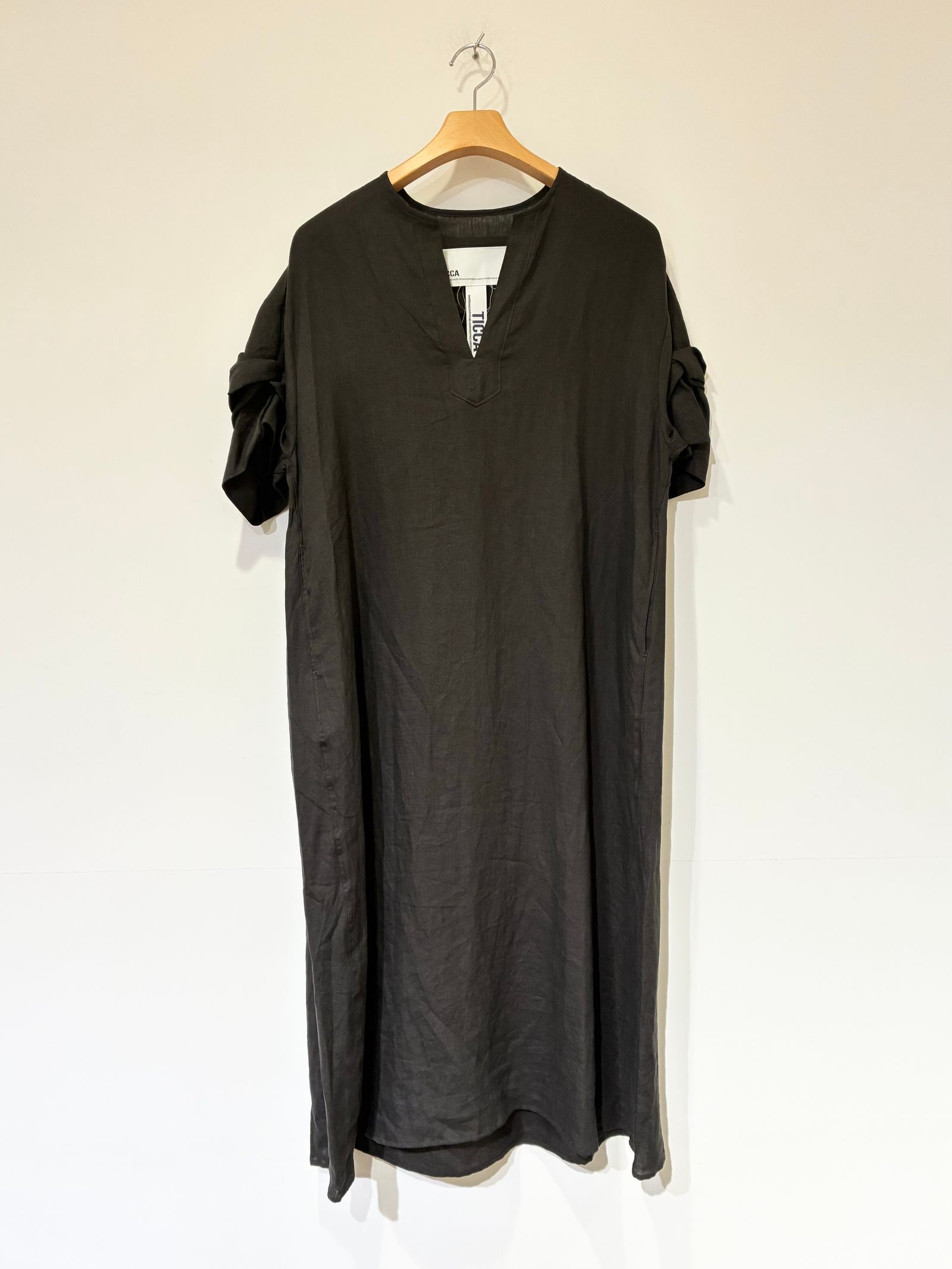 リネンツイストスリーブワンピース / ブラウン