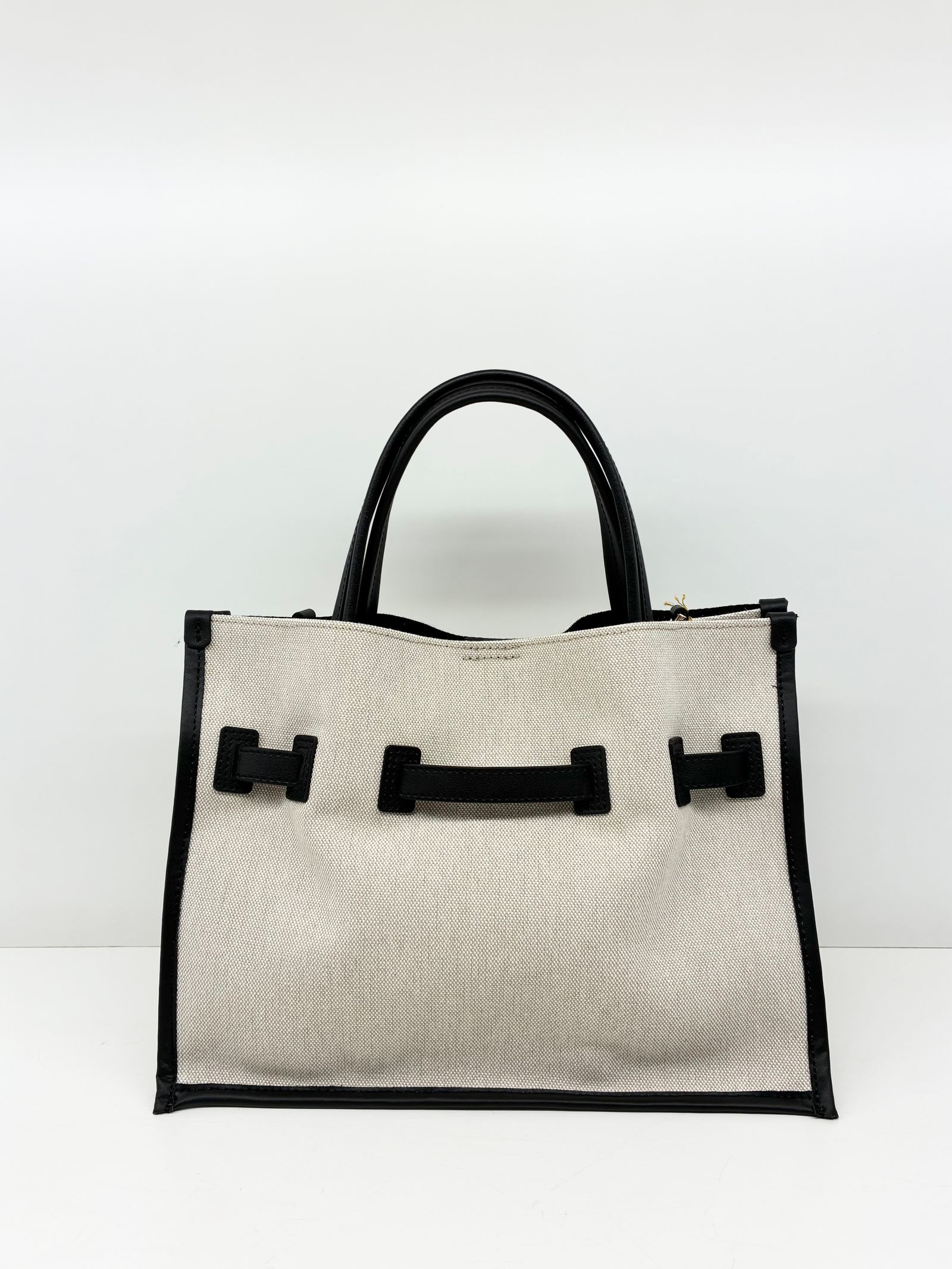 BRUNO / キャンバスレザーパイピングバッグ / キナリ / ブラック