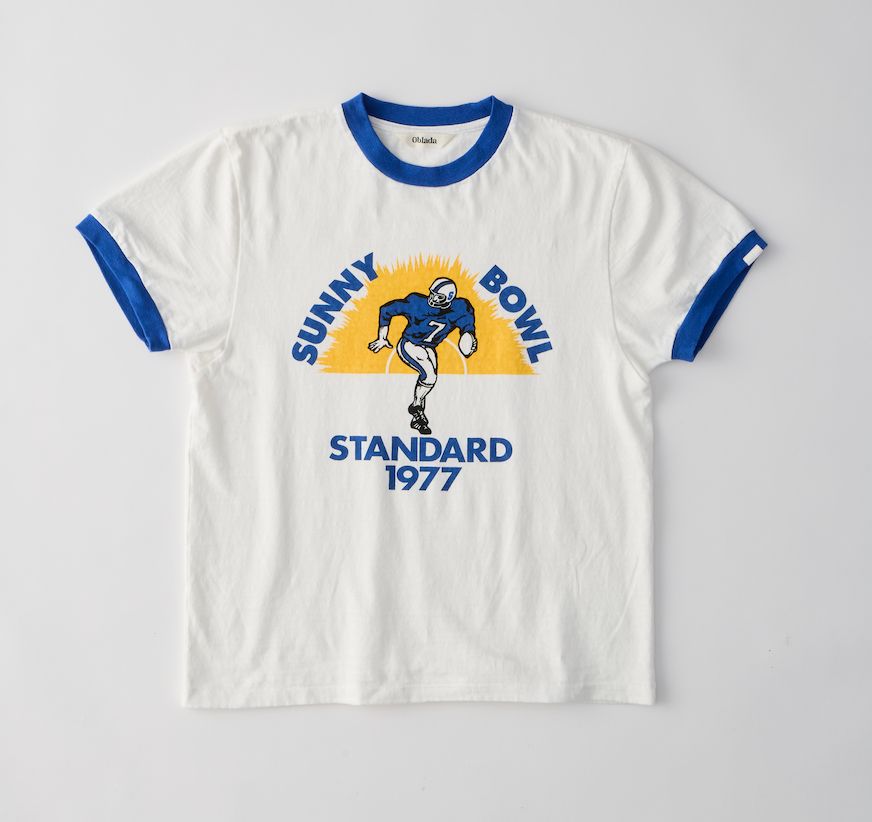 SUNNY BOWL TEE / プリントリンガーTシャツ / ブルー