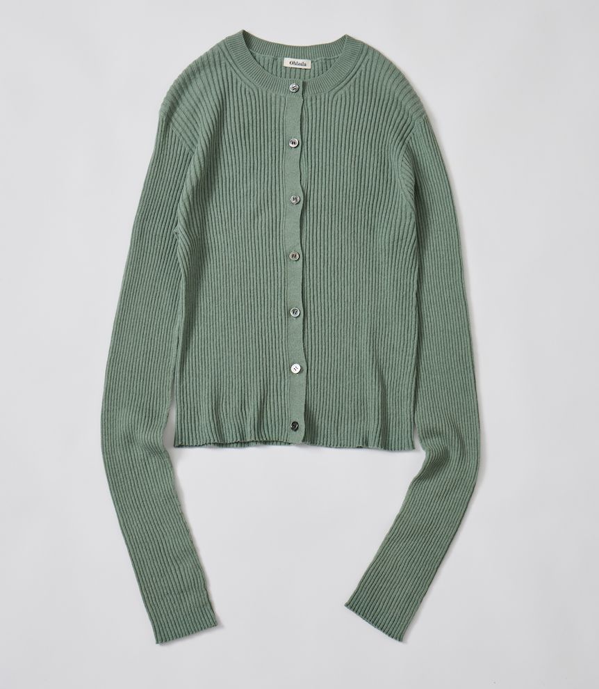 RIB CARDIGAN / ベーシックリブカーディガン / グリーン