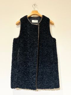 【リア】プードルボア ロングベスト / ネイビー