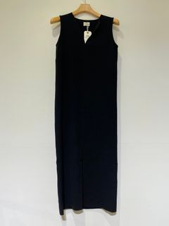 Dry Stretch Georgette Sleeveless Dress in Black greed international Bed&Breakfastワンピース グリードインターナショナル