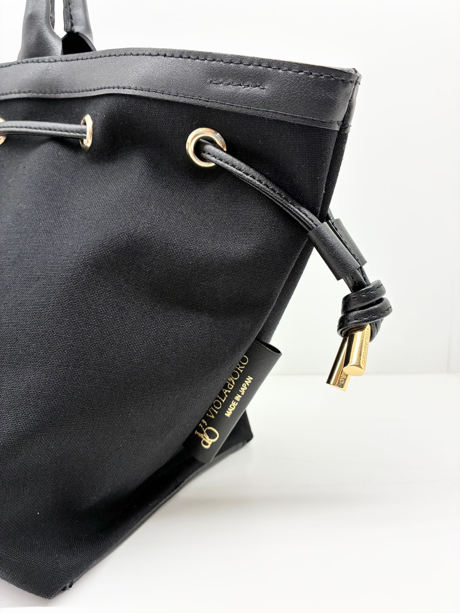 CAMPER / レザーコードキャンバスバッグ / ブラック