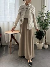sheer check scarf shirt / シアーチェックスカーフシャツ / アイボリー