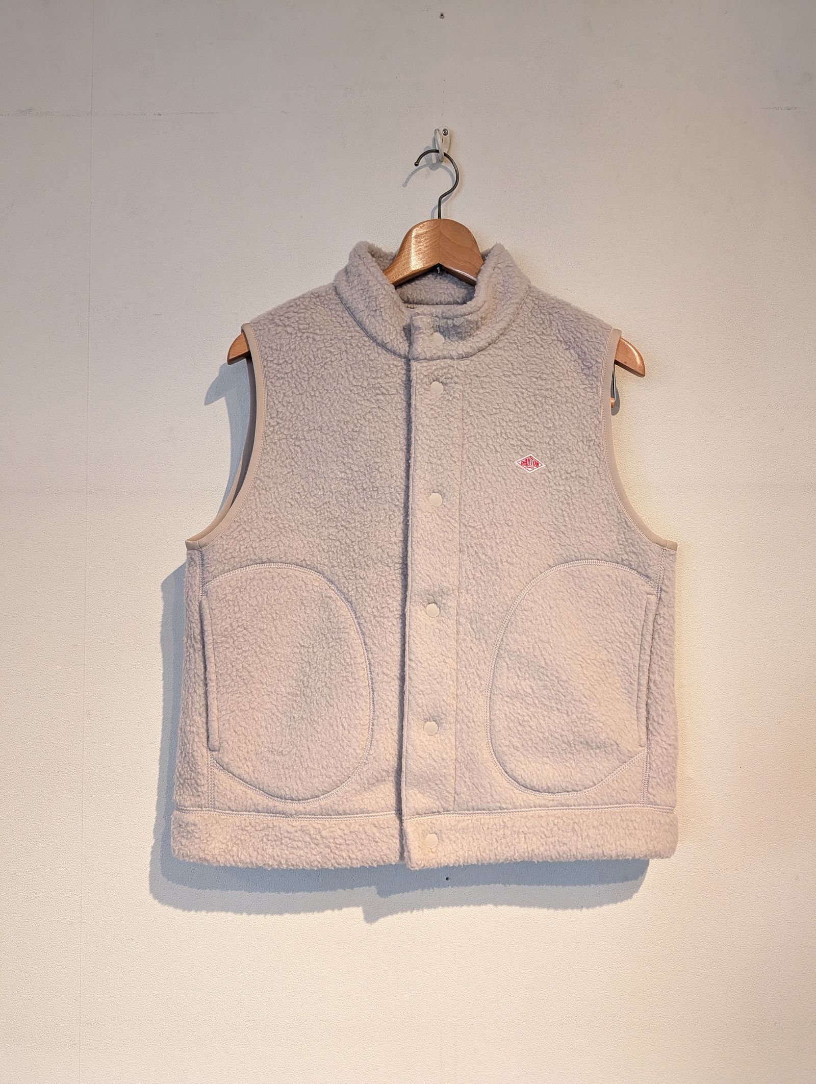 Women's Double Face Boa Stand Collar Vest / ボアスタンドカラーベスト / ベージュ