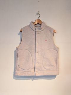 Women's Double Face Boa Stand Collar Vest / ボアスタンドカラーベスト / ベージュ
