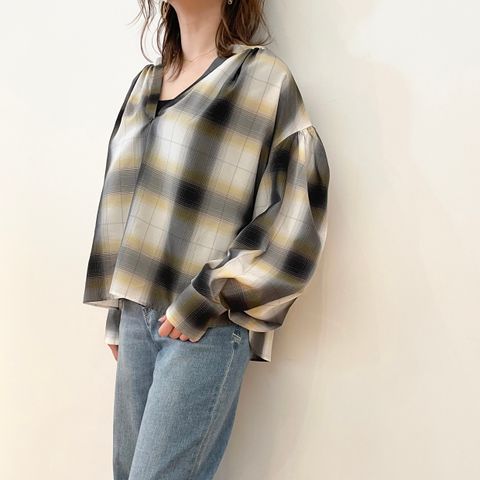 dah'lia の一枚で映えるチェックシャツブラウス