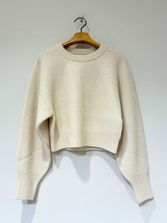 WOOLEN COTTON & EX.FINE LAMBS WOOL RIBBED-KNIT P/O / ショート丈ニット / ホワイト