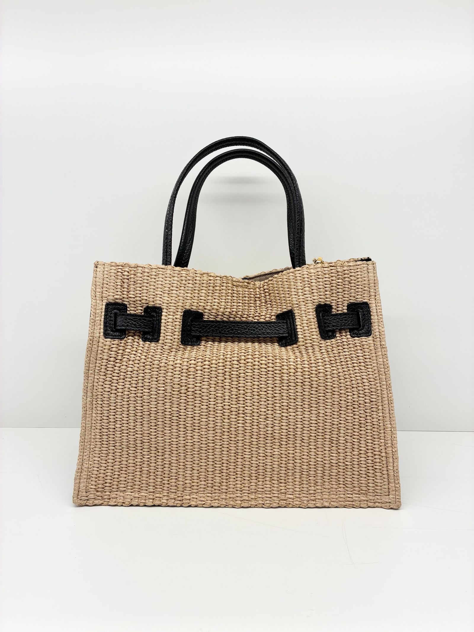 SANDRO / ベルト付きかごバッグ / ナチュラル / ブラック