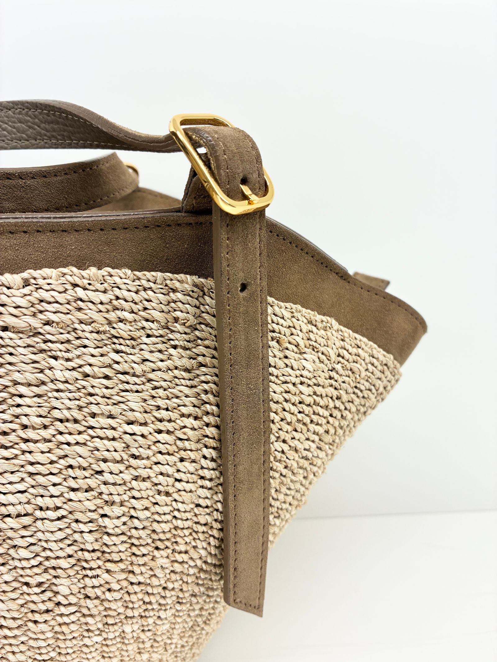 MIRO / スウェードハンドルアバカかごバッグ / ベージュ