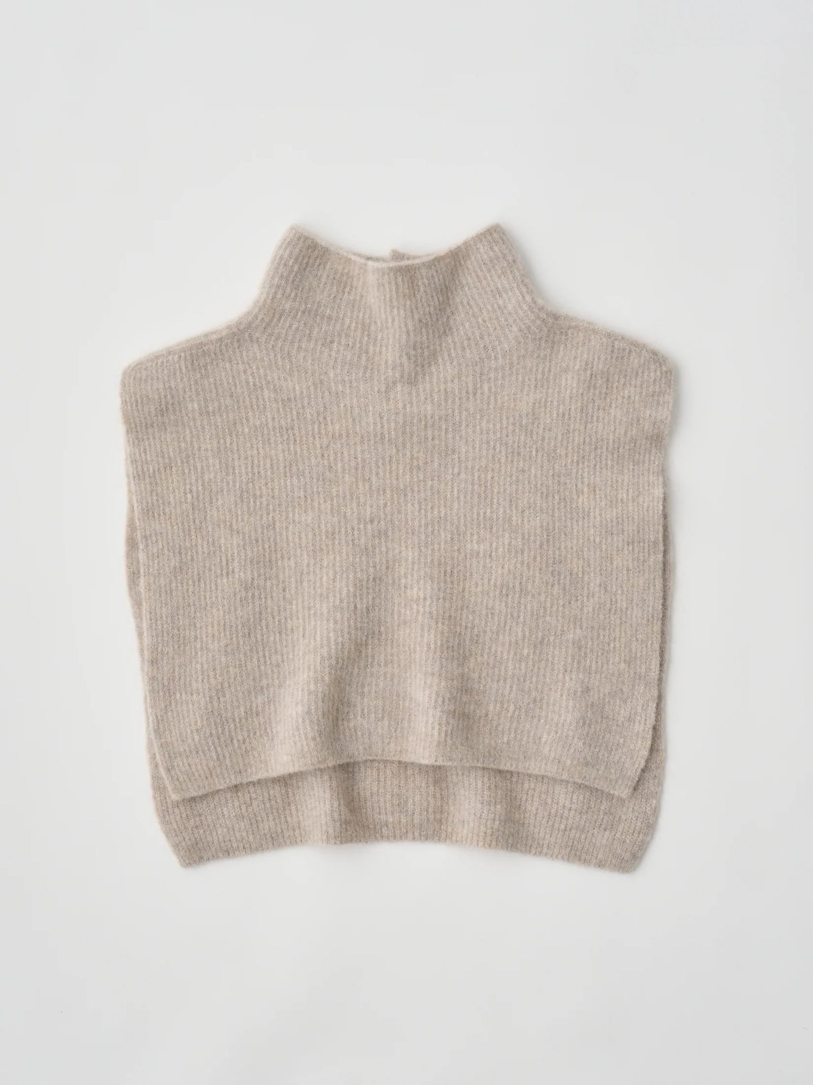 STRETCH SUPERKID MOHAIR NECK WARMER / ニットベスト / グレー / ベージュ