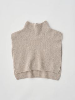 STRETCH SUPERKID MOHAIR NECK WARMER / ニットベスト / グレー / ベージュ
