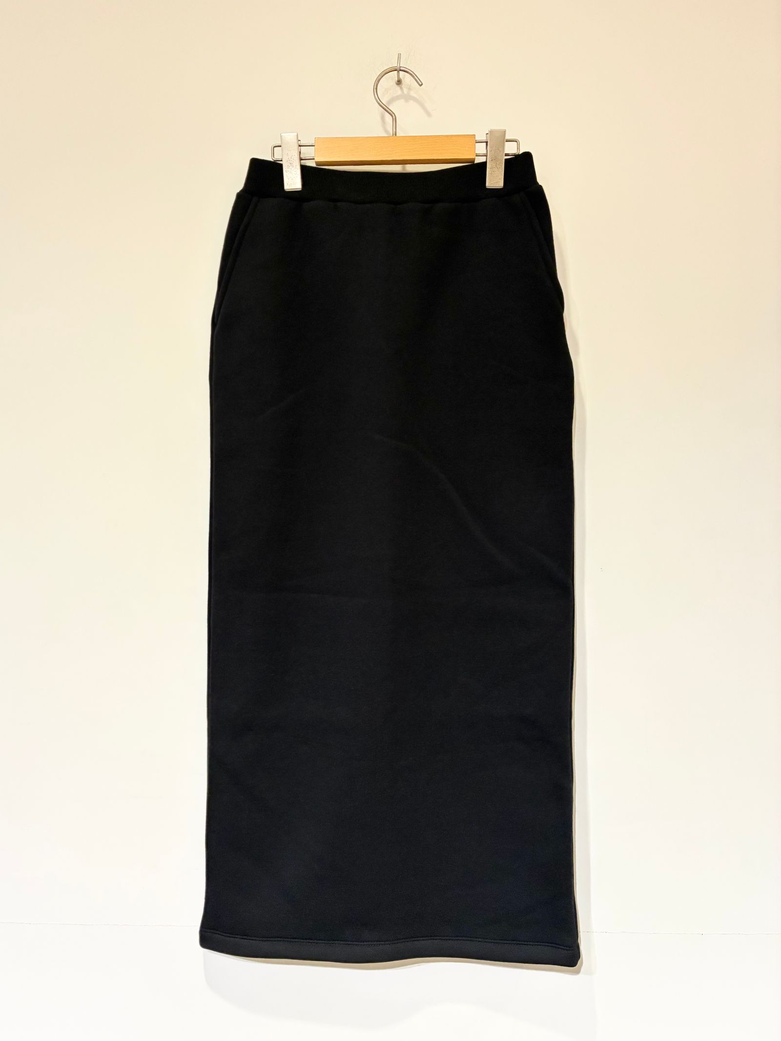 シルキーテリー スカート / 裏起毛タイトスカート / ブラック