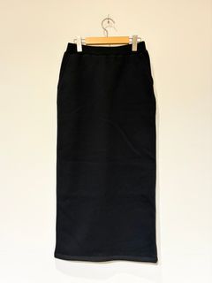 シルキーテリー スカート / 裏起毛タイトスカート / ブラック