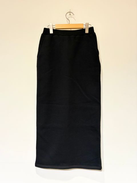 シルキーテリー スカート / 裏起毛タイトスカート / ブラック