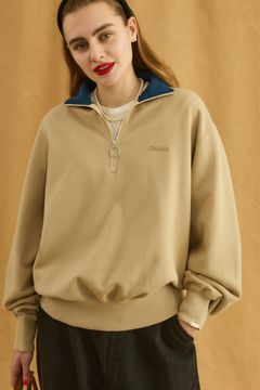 HALF ZIP SWEAT / ベージュ