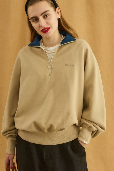 HALF ZIP SWEAT / ベージュ
