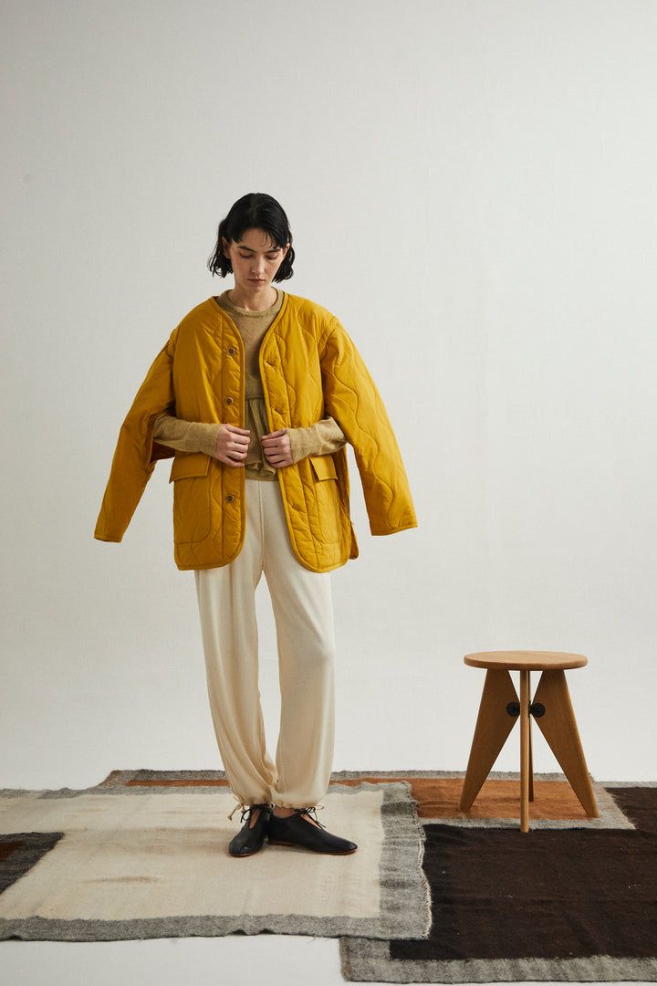 【ラスト1点】【WILD THINGS × unfil 】quilted nylon 2way jacket / キルティングジャケット / ライトグレー