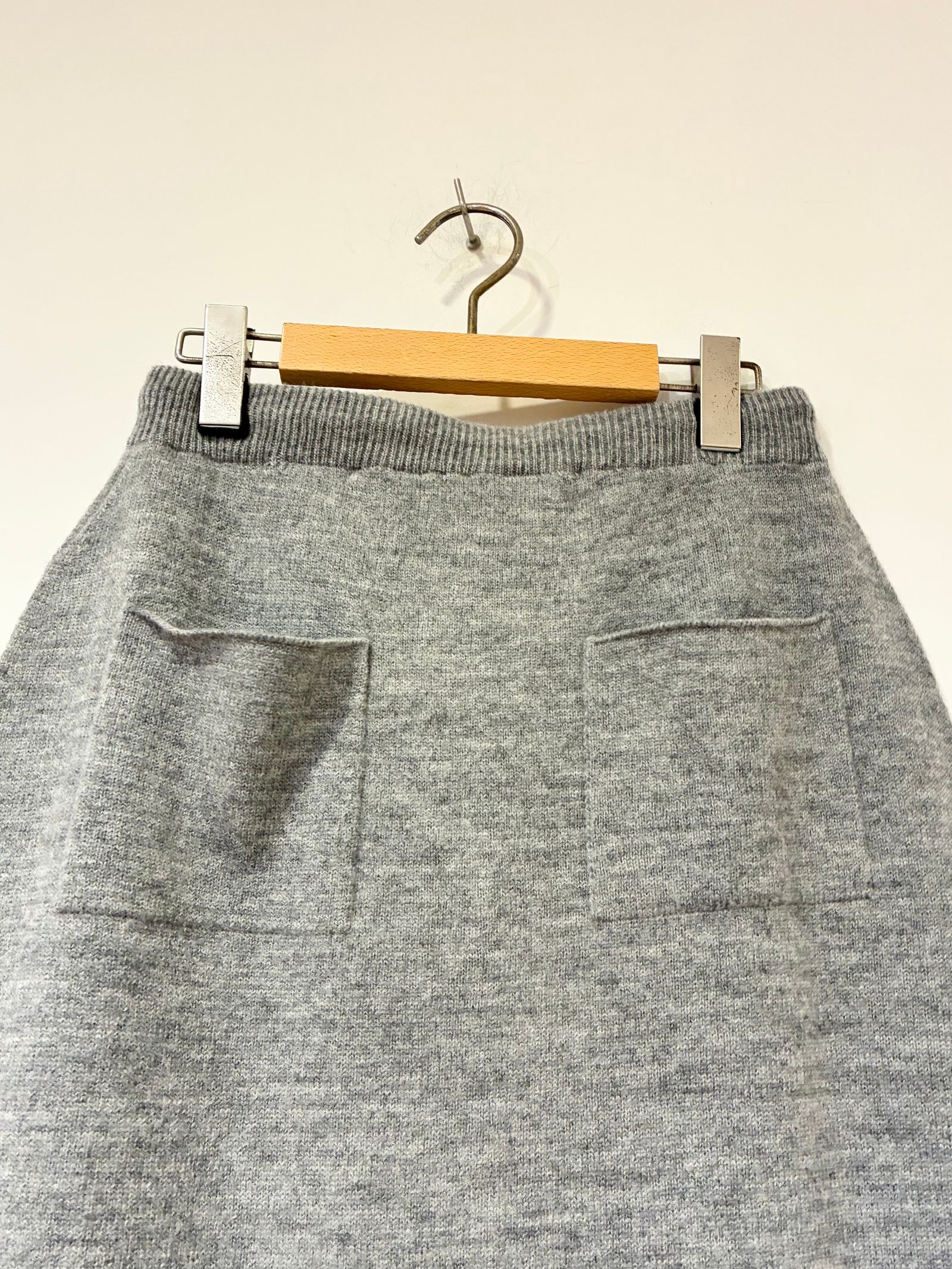 ウールカシミヤ スカート / ニットタイトスカート / グレー