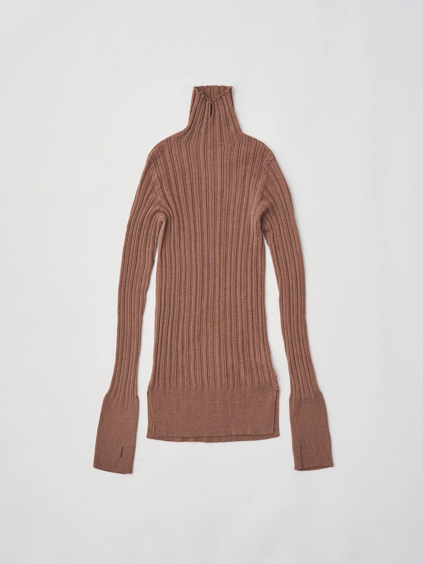 ROYAL BABY ALPACA RANDOM RIBBED-KNIT HIGH-NECK P/O / ブラウン