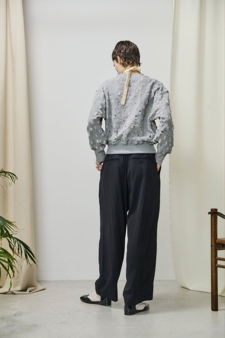viscose gabardine BIG easy trousers / ワイドパンツ / ネイビー