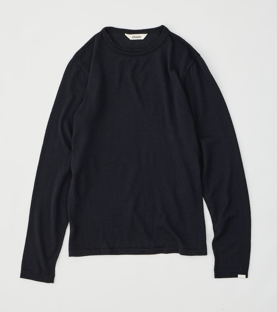 WOOL LONGTEE / リンガーロンT / ブラック