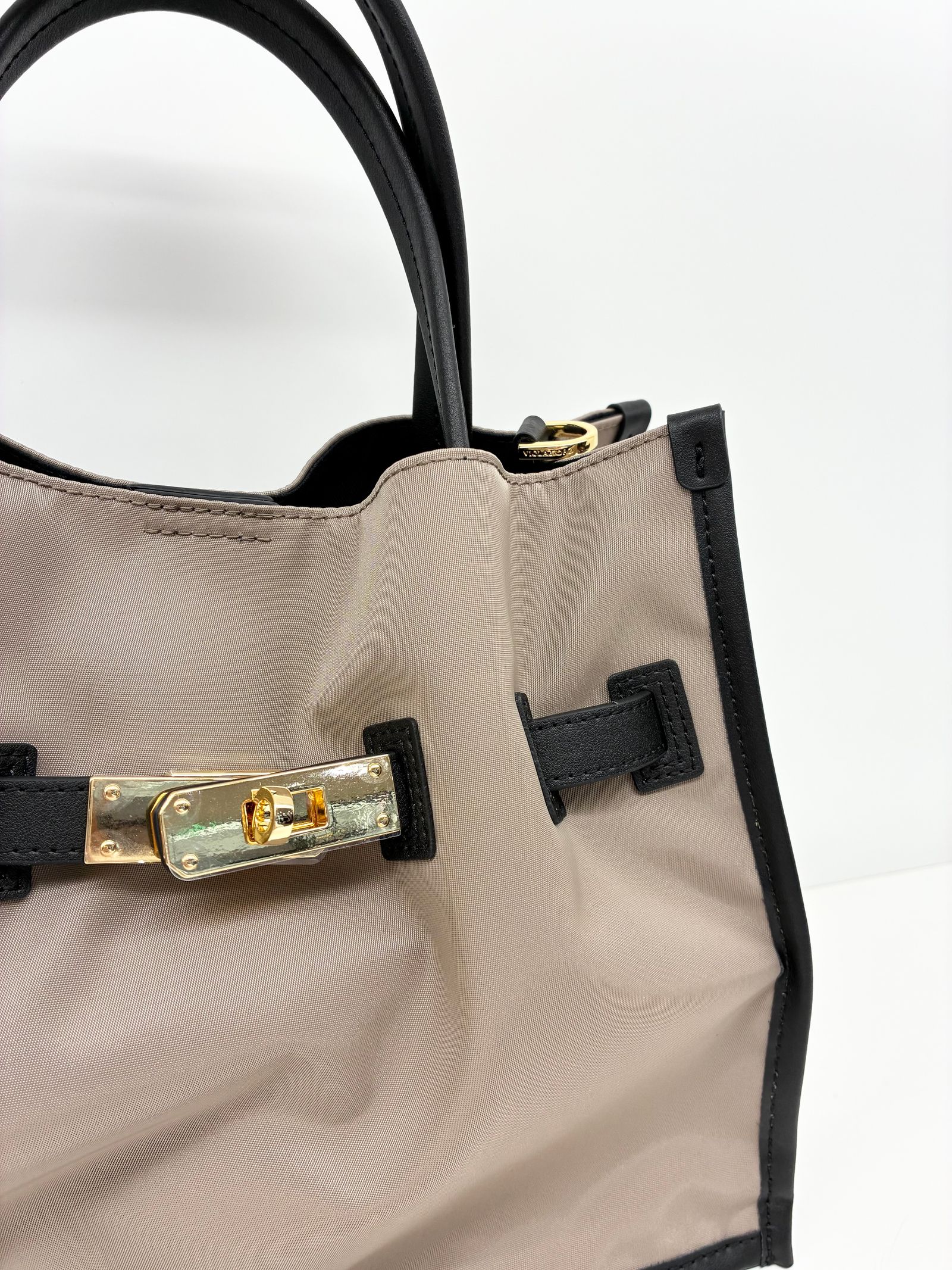 BRUNO / レザーパイピングナイロンバッグ / ベージュ