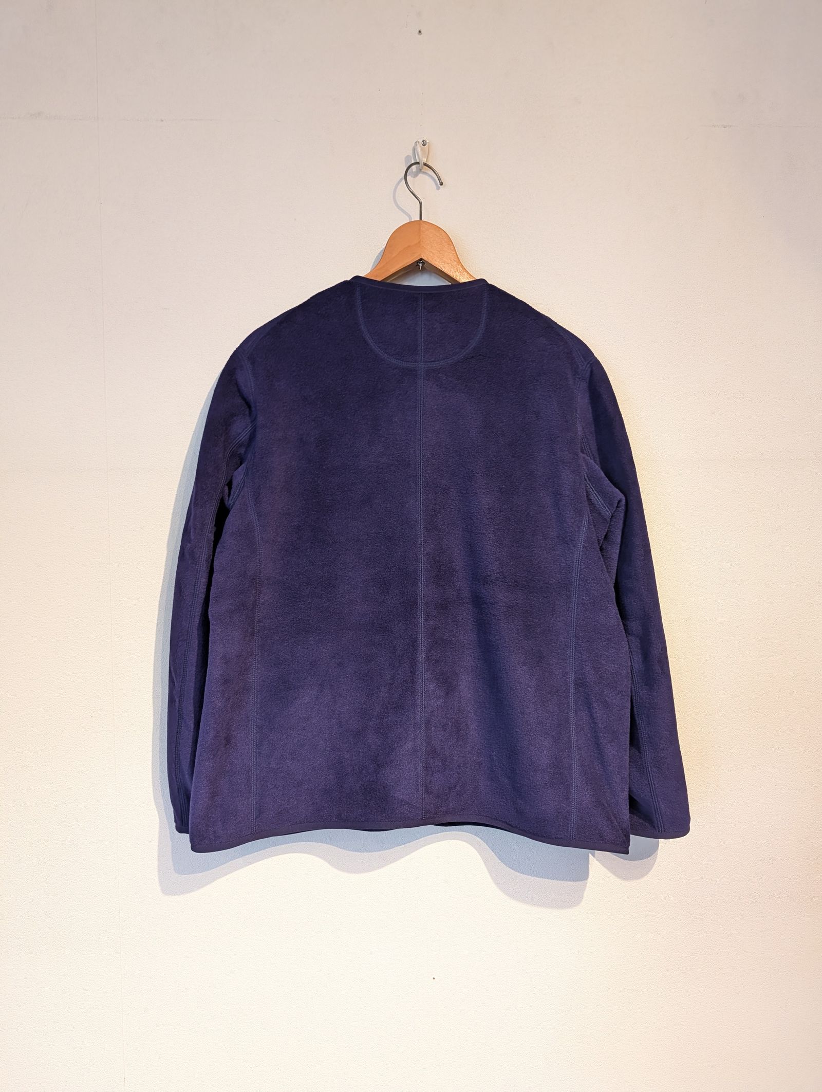Women's Fleece Collarless Jacket / フリースカラーレスジャケット / ネイビーブルー