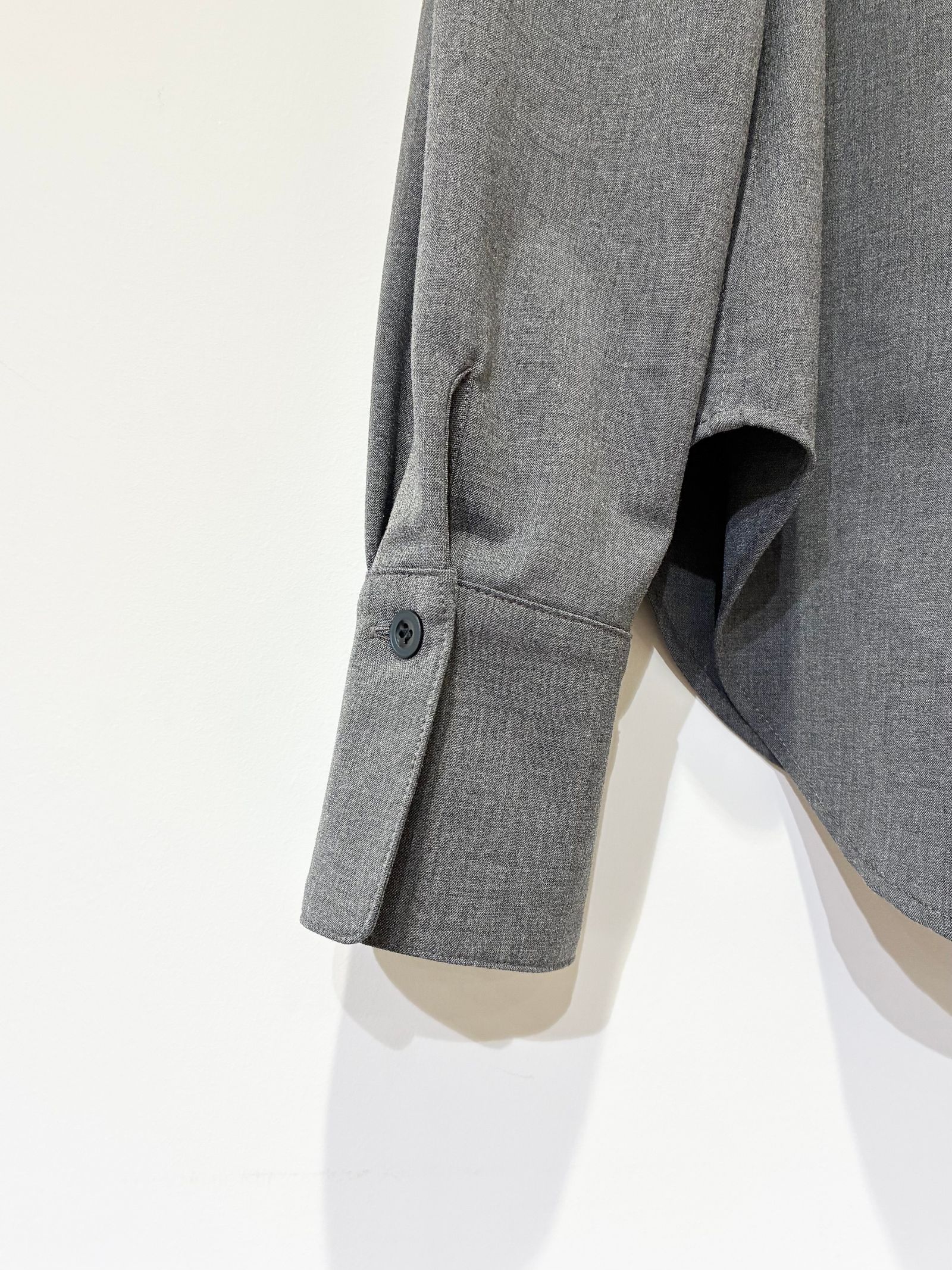 Flow Slim Shirts / ロングスリーブベーシックウールシャツ / チャコールグレー